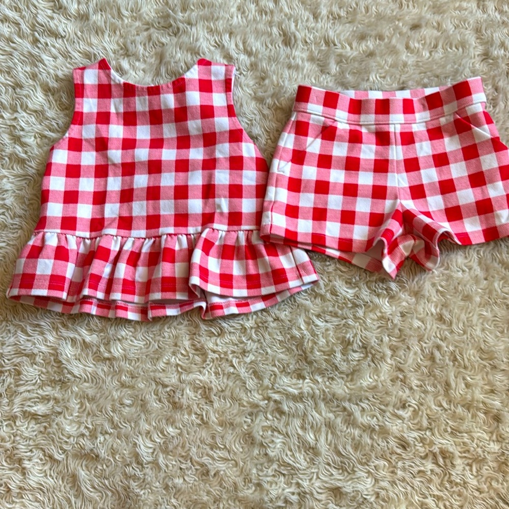 Gingham, Janie, and Jack tank and short set